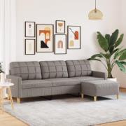 vidaXL 3-sitssoffa med fotpall Taupe 210 cm tyg