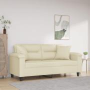 vidaXL 2-sits soffa med prydnadskuddar gräddvit 140 cm konstläder