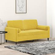 vidaXL 2-sitssoffa med prydnadskuddar gul 140 cm sammet