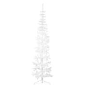 vidaXL Smal halv plastgran med stativ vit 210 cm