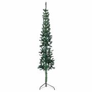 vidaXL Smal halv plastgran med stativ grön 240 cm