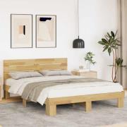 vidaXL Sängram med huvudgavel utan madrass 135x190 cm massivt trä ek