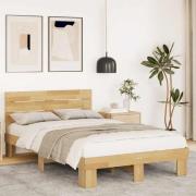 vidaXL Sängram med huvudgavel utan madrass 120x200 cm massivt trä ek