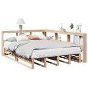vidaXL Säng med bokhylla utan madrass 150x200cm massiv furu