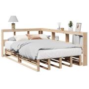 vidaXL Säng med bokhylla utan madrass 120x190 cm massiv furu