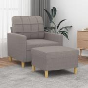 vidaXL Fåtölj med fotpall Taupe 60 cm tyg