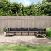 vidaXL Loungegrupp 8 delar med dynor antracit konstrotting