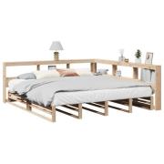 vidaXL Säng med bokhylla utan madrass 200x200cm massiv furu