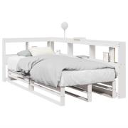 vidaXL Säng med bokhylla utan madrass vit 90x200cm massiv furu