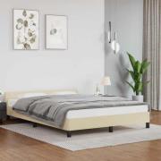 vidaXL Sängram med huvudgavel utan madrass gräddvit 140x190 cm