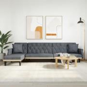 vidaXL L-formad soffa mörkgrå 271x140x70 cm sammet