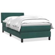 vidaXL Ramsäng med madrass mörkgrön 90x220 cm sammet