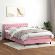 vidaXL Ramsäng med madrass rosa 140x210 cm sammet