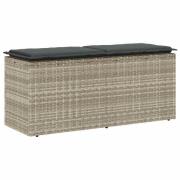 vidaXL Trädgårdsbänk med dyna ljusgrå 110x40x44 cm konstrotting