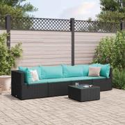 vidaXL Loungegrupp med dynor 5 delar konstrotting svart
