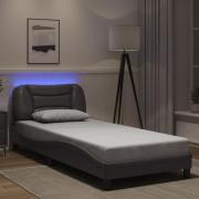 vidaXL Bed Frame with LED without Mattress "Hvar" Grey 90x190 cm