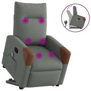 vidaXL Massagefåtölj med uppresningshjälp mörkgrå tyg