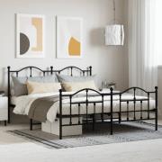 vidaXL Sängram utan madrass med fotgavel metall svart 180x200 cm
