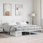 vidaXL Sängram med huvudgavel metall vit 180x200 cm