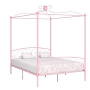vidaXL Sänghimmel utan madrass rosa metall 160x200 cm