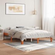 vidaXL Sängram utan madrass vaxbrun 120x190 cm massiv furu