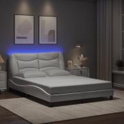 vidaXL Sängram med LEDs utan madrass vit 120x200 cm