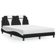 vidaXL Bed "Viana" with Mattress Black and White 140x200 cm Faux Leath...
