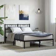 vidaXL Sängram med huvudgavel metall svart 120x200 cm