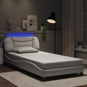 vidaXL Bed Frame with LED without Mattress "Hvar" White 100x200 cm