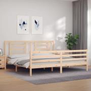 vidaXL Sängram med huvudgavel 200x200 cm massivt trä