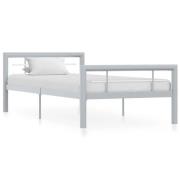 vidaXL Sängram utan madrass grå & vit metall 100x200 cm
