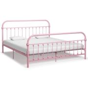vidaXL Sängram utan madrass rosa metall 180x200 cm