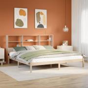 vidaXL Säng med bokhylla utan madrass 200x200cm massiv furu