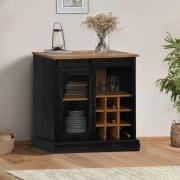 vidaXL Skänk HALDEN med skjutdörr svart 80x40x80 cm massivt trä