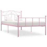 vidaXL Sängram utan madrass rosa metall 90x200 cm