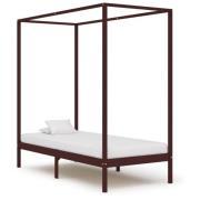 vidaXL Sänghimmel utan madrass mörkbrun massivt trä 90x200 cm