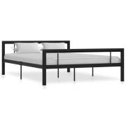 vidaXL Sängram utan madrass svart & vit metall 160x200 cm
