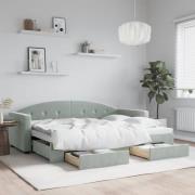 vidaXL Dagbädd utdragbar med lådor ljusgrå 80x200 cm sammet