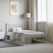 vidaXL Sängram med huvudgavel metall vit 100x190 cm