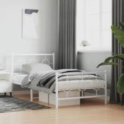 vidaXL Sängram med huvudgavel och fotgavel vit metall 100x200 cm