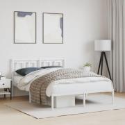 vidaXL Sängram med huvudgavel metall vit 140x190 cm