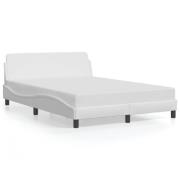 vidaXL Sängram med huvudgavel vit 140x200 cm konstläder