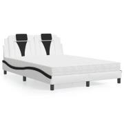 vidaXL Bed "Viana" with Mattress White and Black 140x200 cm Faux Leath...