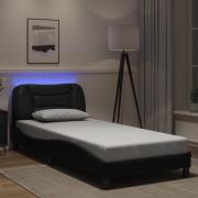 vidaXL Sängram med LED-belysning svart 90x190 cm konstläder