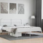 vidaXL Sängram med huvudgavel metall vit 180x200 cm
