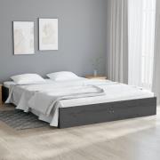 vidaXL Sängram grå massivt trä 135x190 cm