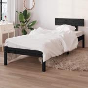 vidaXL Sängram svart massiv furu 90x190 cm