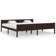 vidaXL Sängram massiv furu mörkbrun 200x200 cm