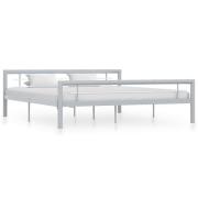 vidaXL Sängram utan madrass grå & vit metall 180x200 cm