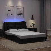 vidaXL Sängram med LED-belysning svart 140x200 cm konstläder